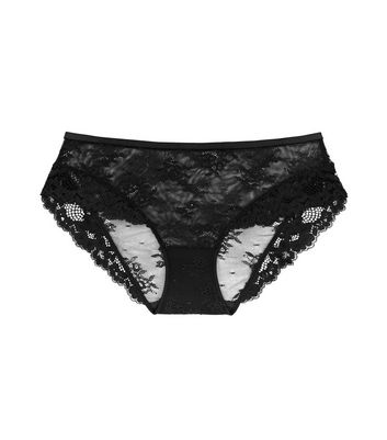 Dorina Black Lace Mid Rise Hipster Briefs New Look