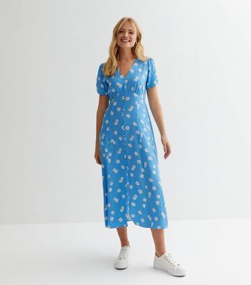 Blue daisy print clearance dress