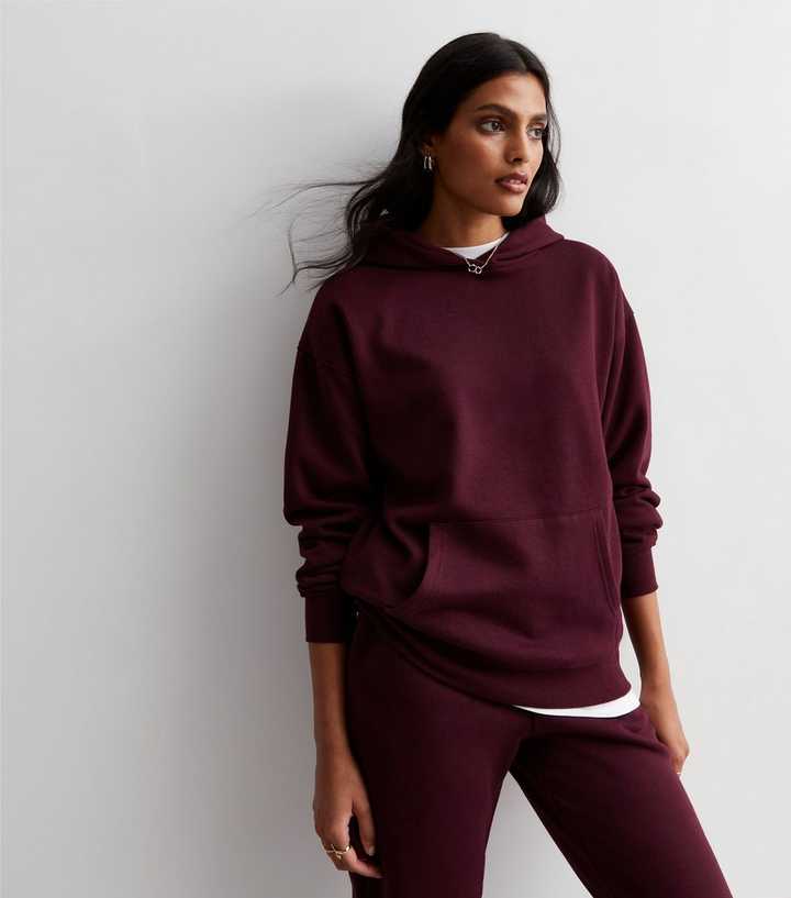 Burdgundy Pocket Front Hoodie | New Look
