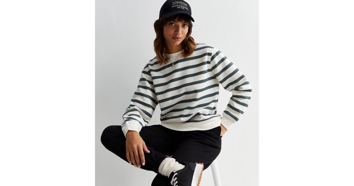 5 Stripe Crew Sweatshirt Relaxed Charcoal Grey