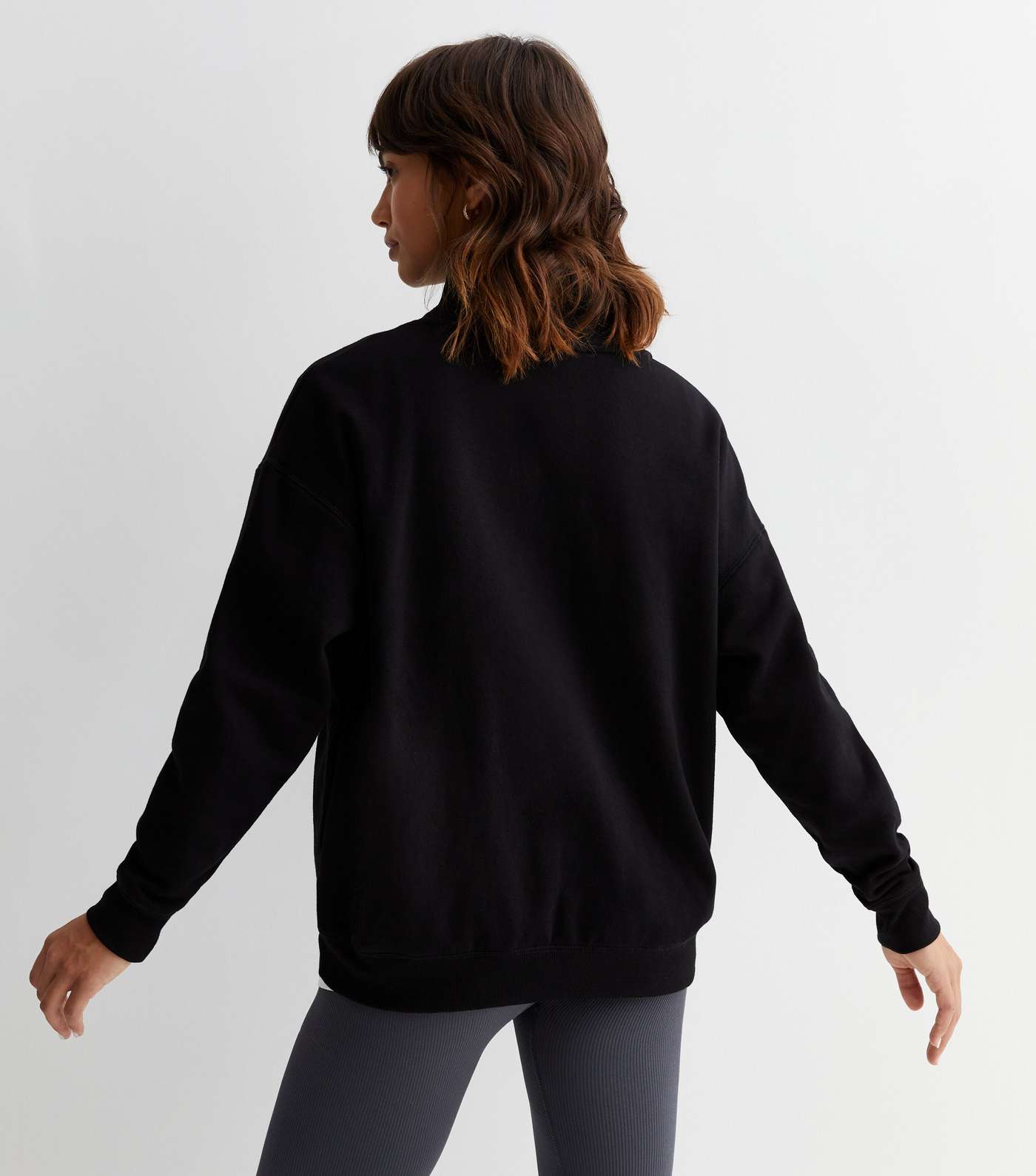 Black Zip Neck Sweatshirt Image 4