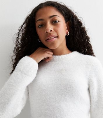 White fluffy sale jumpers