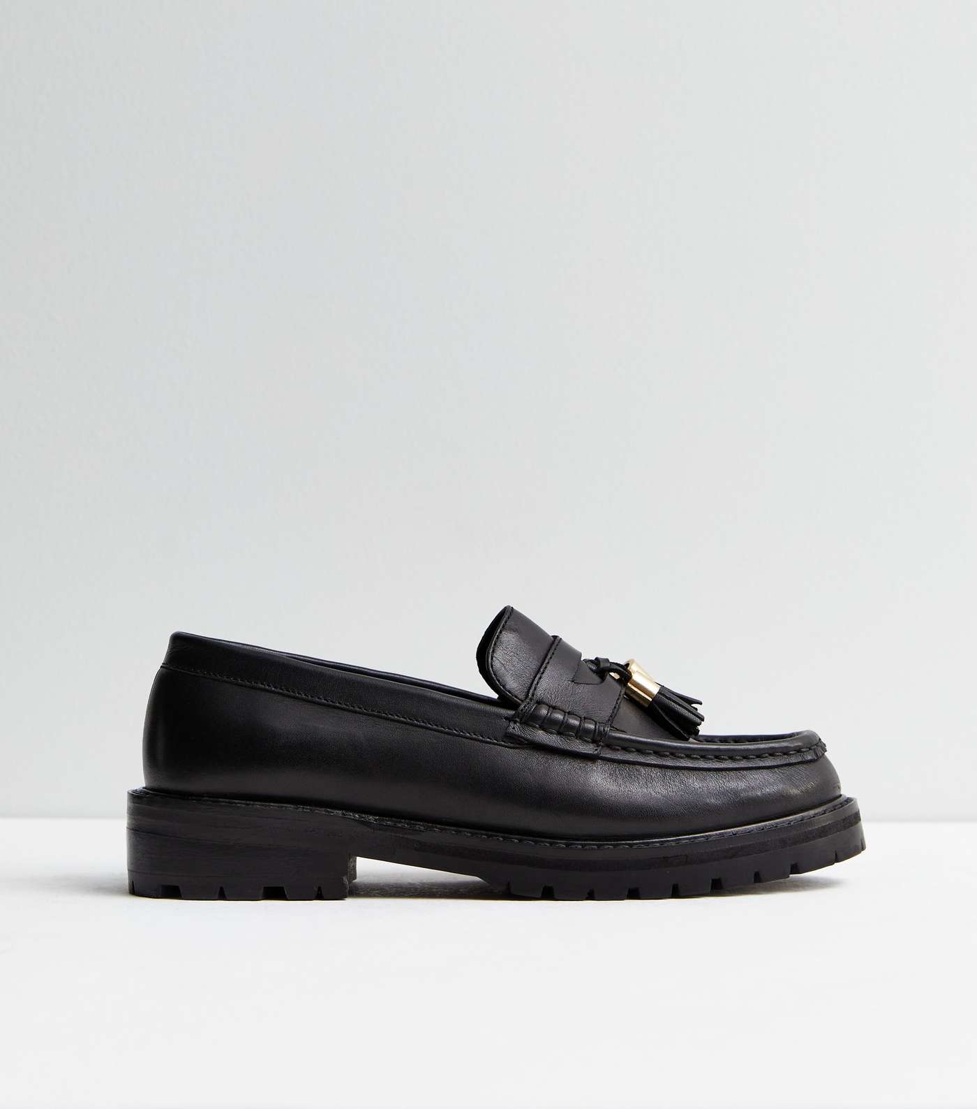 Black Leather Chunky Loafers Image 3