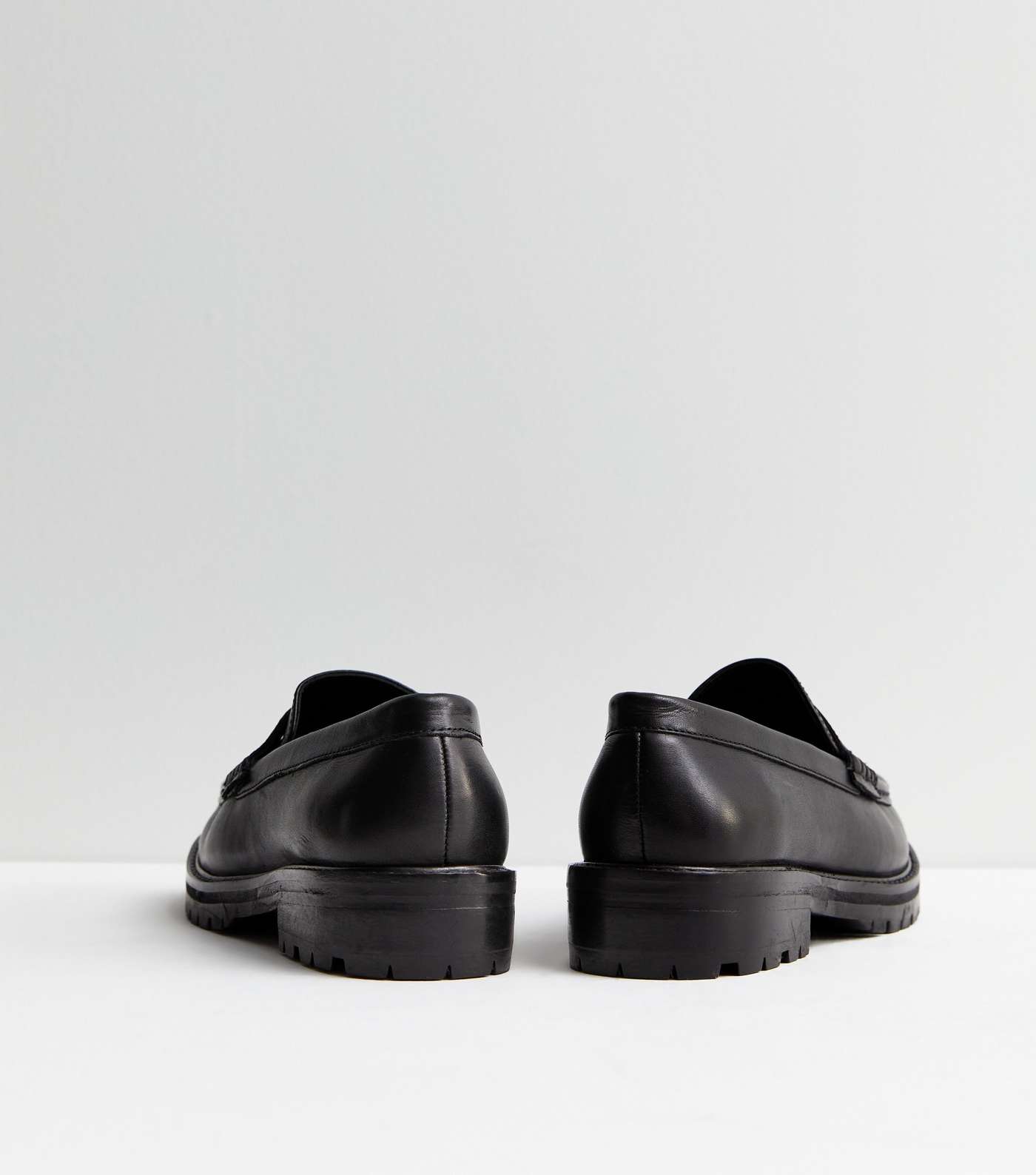 Black Leather Chunky Loafers Image 5