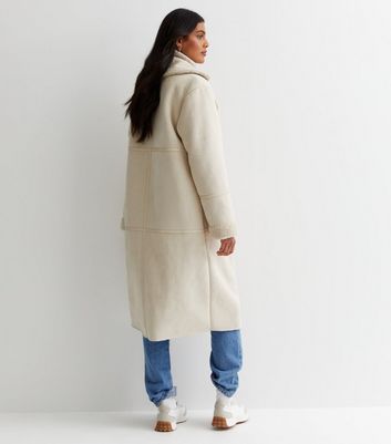 Longline cream deals teddy coat