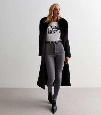 Black fur coats new deals look