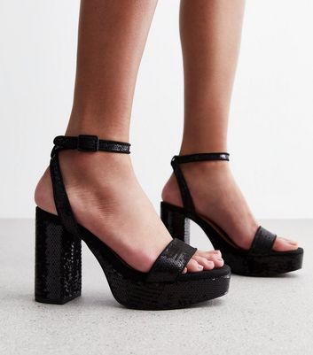 Black chunky best sale platform heel