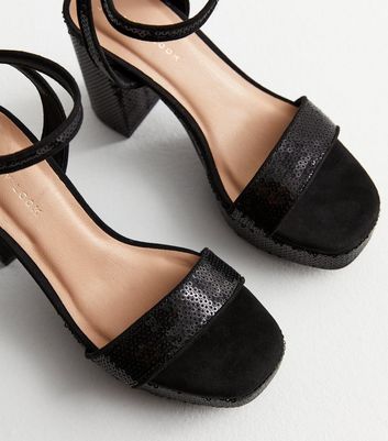 Black sparkly online sandals