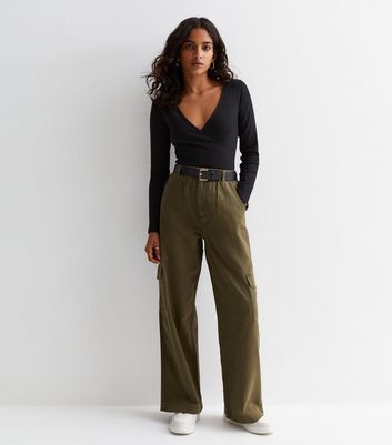 New Look Petite stripe wide leg crop trouser black pattern | ASOS
