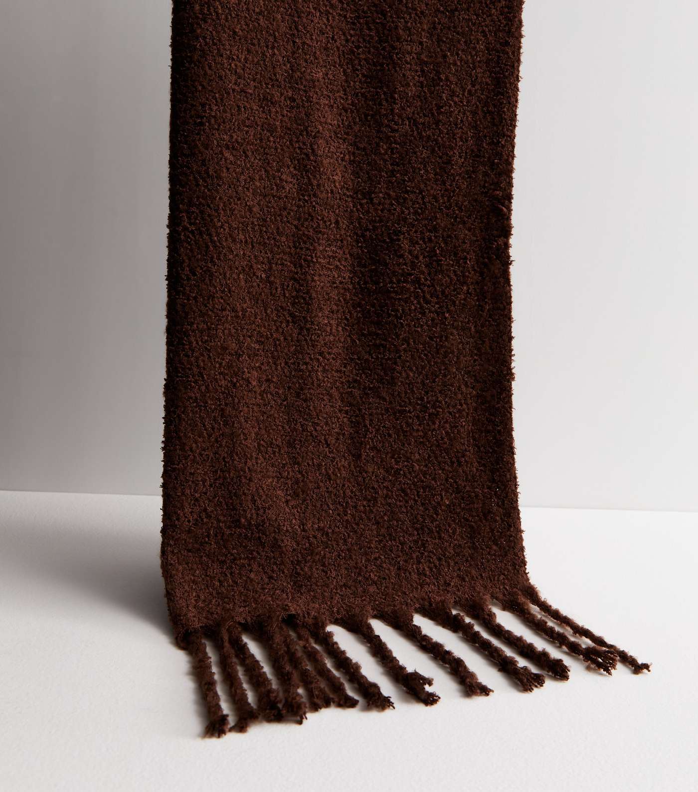 Dark Brown Soft Knit Tassel Scarf Image 2