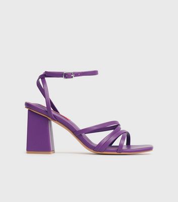 Lilac Strappy Square Toe Stiletto Heel Sandals | New Look
