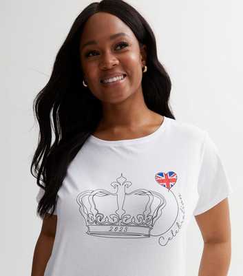 Curves White Coronation Crown Heart Logo T-Shirt