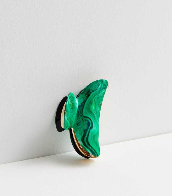 Green Marble Swirl Hair Claw Clip