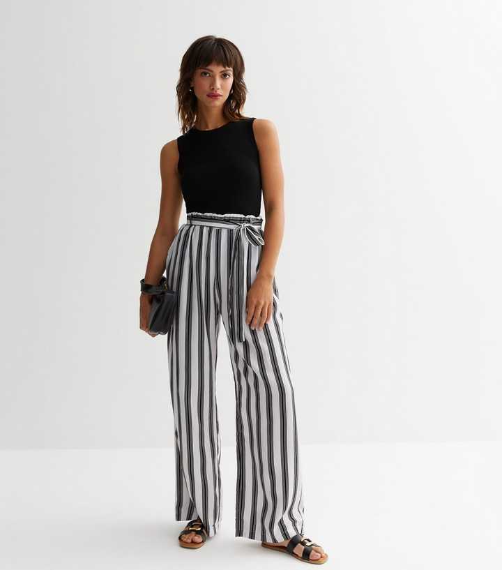 Sunshine Soul White Stripe Wide Leg Trousers
