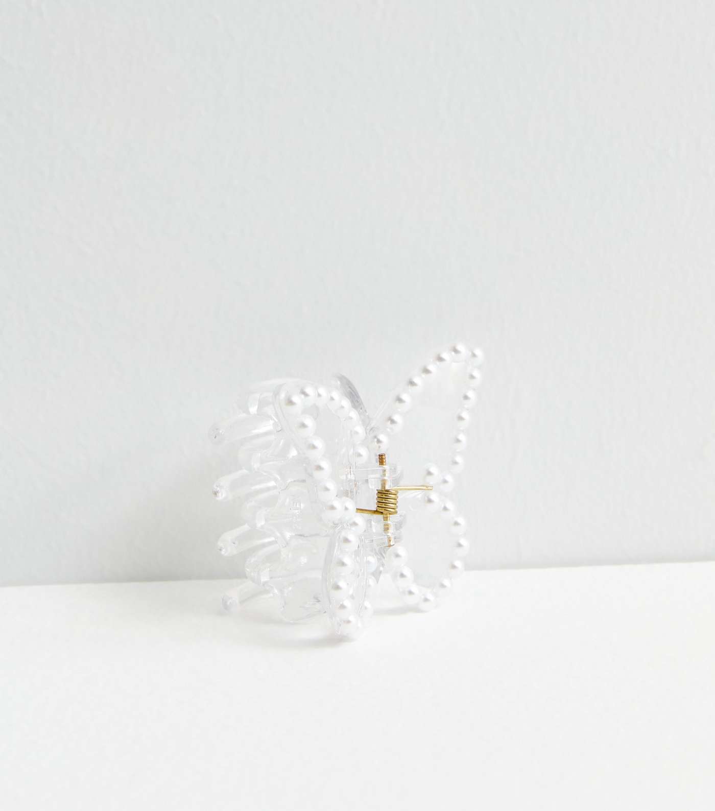White Faux Pearl Butterfly Hair Claw Clip
