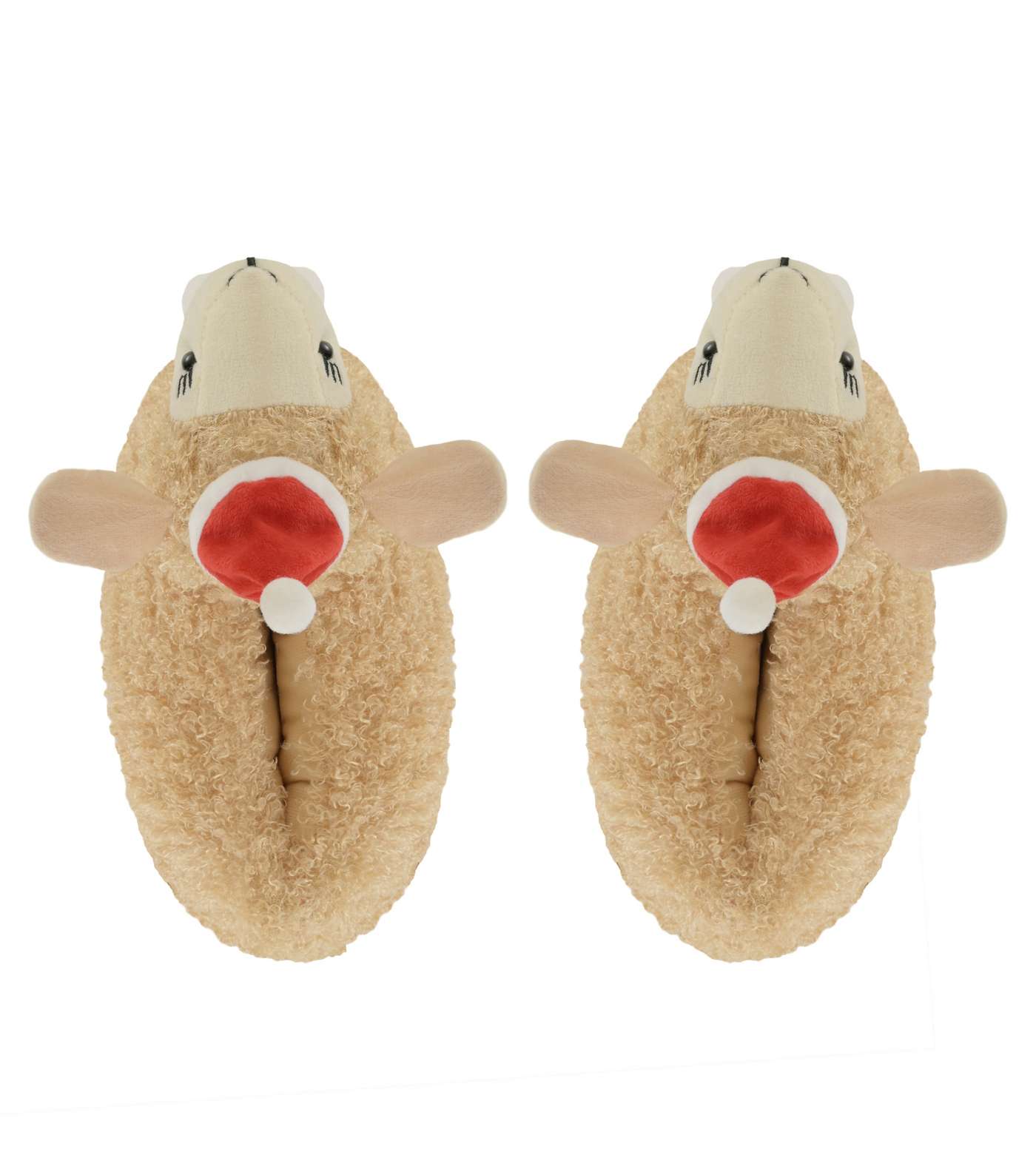 Loungeable Cream Faux Fur Llama Slippers Image 4