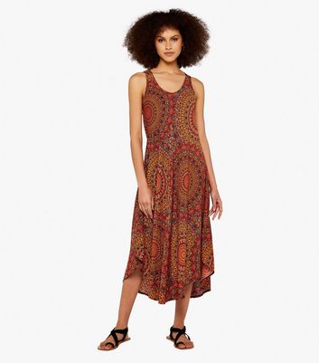 Apricot Red Abstract Print Midaxi Dress New Look