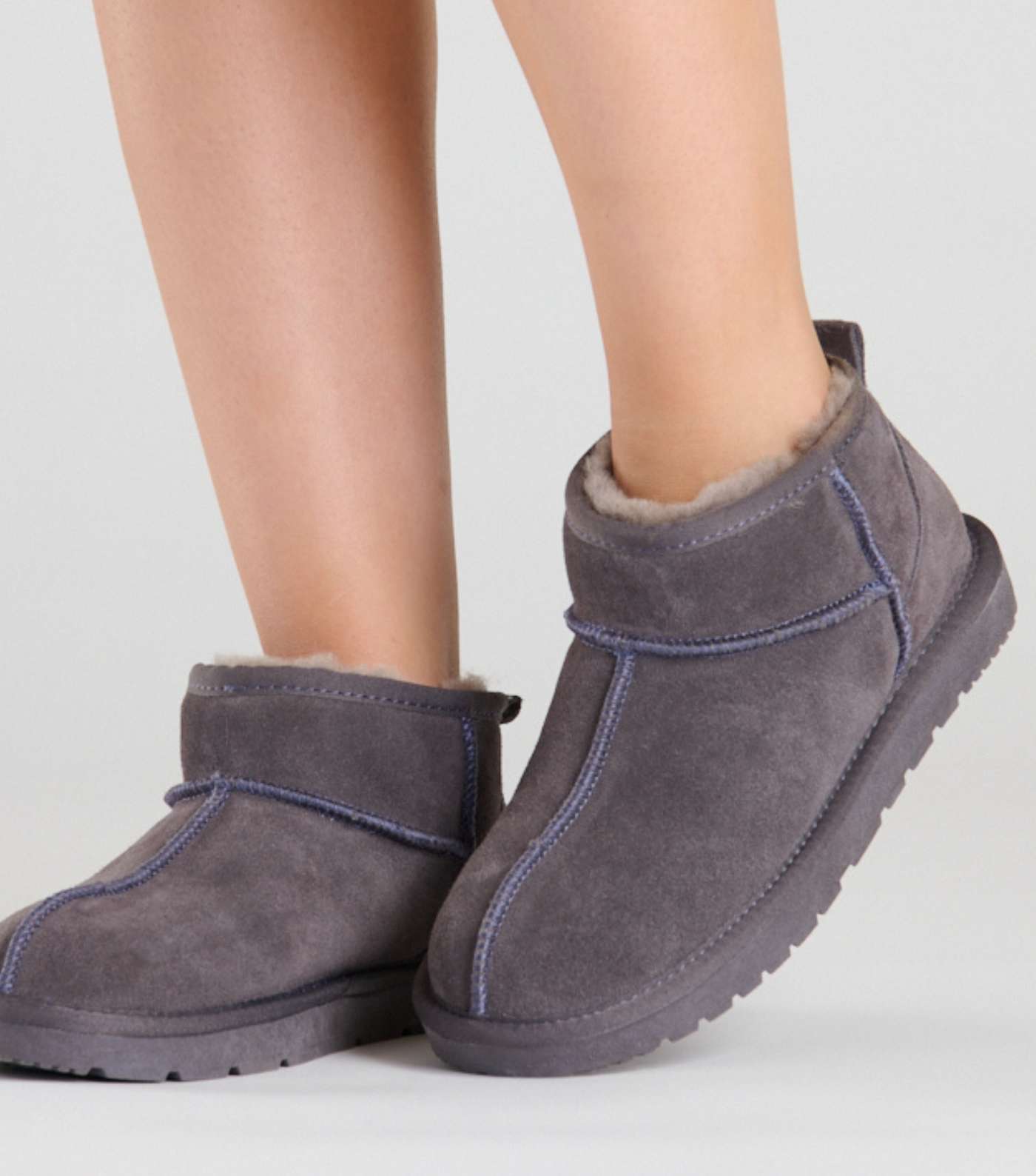 Loungeable Grey Real Sheepskin Slipper Boots Image 3