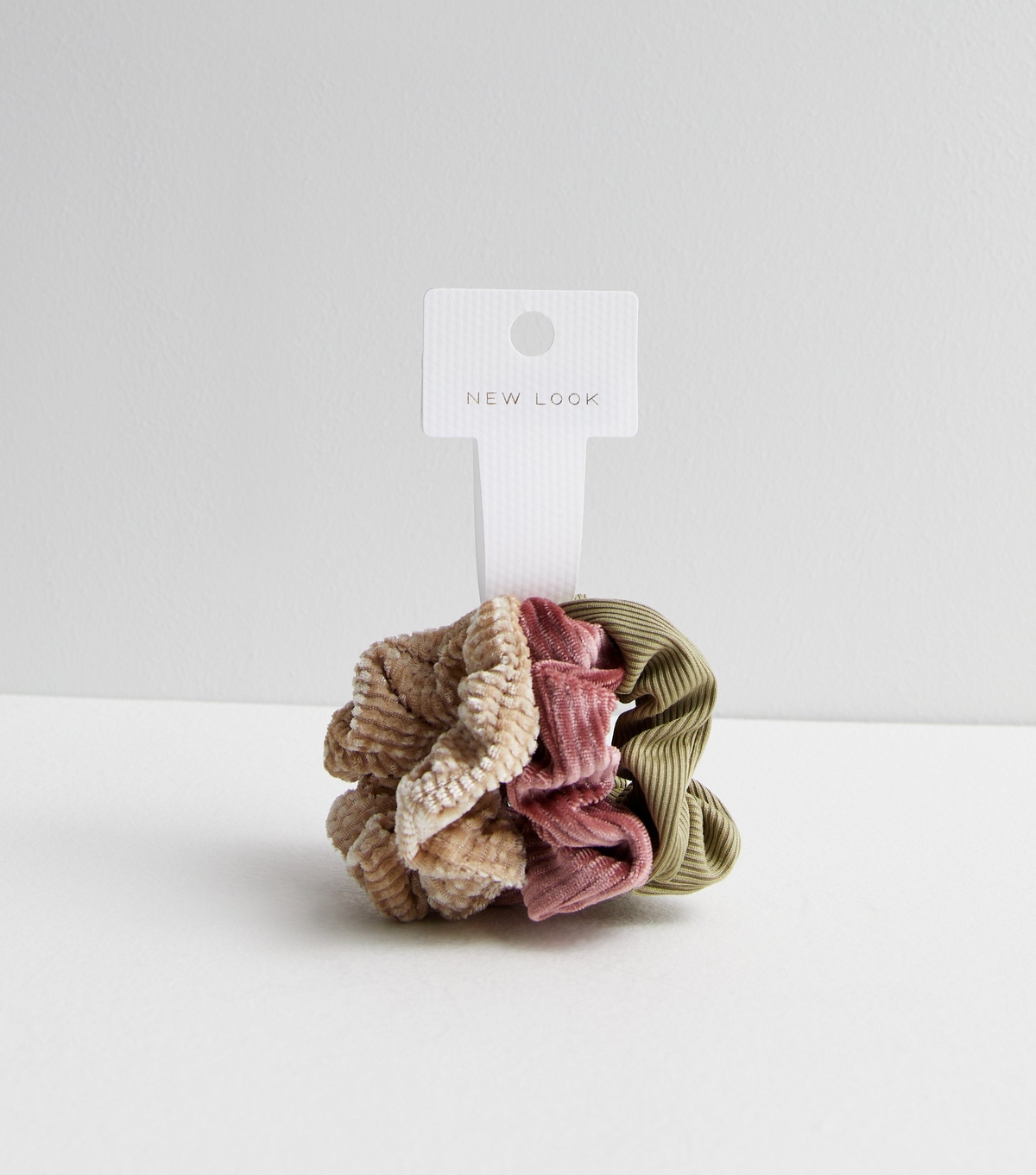 3 Pack Multicoloured Textured Velvet Scrunchies New Look