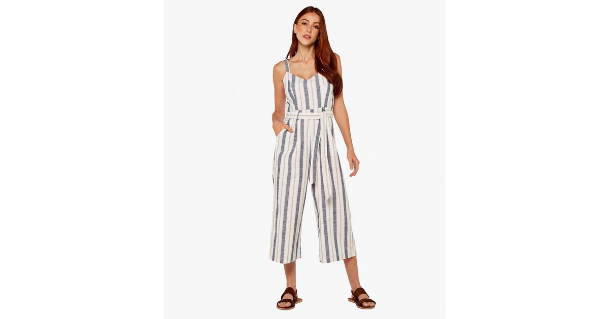 Apricot Navy Stripe Jumpsuit New Look