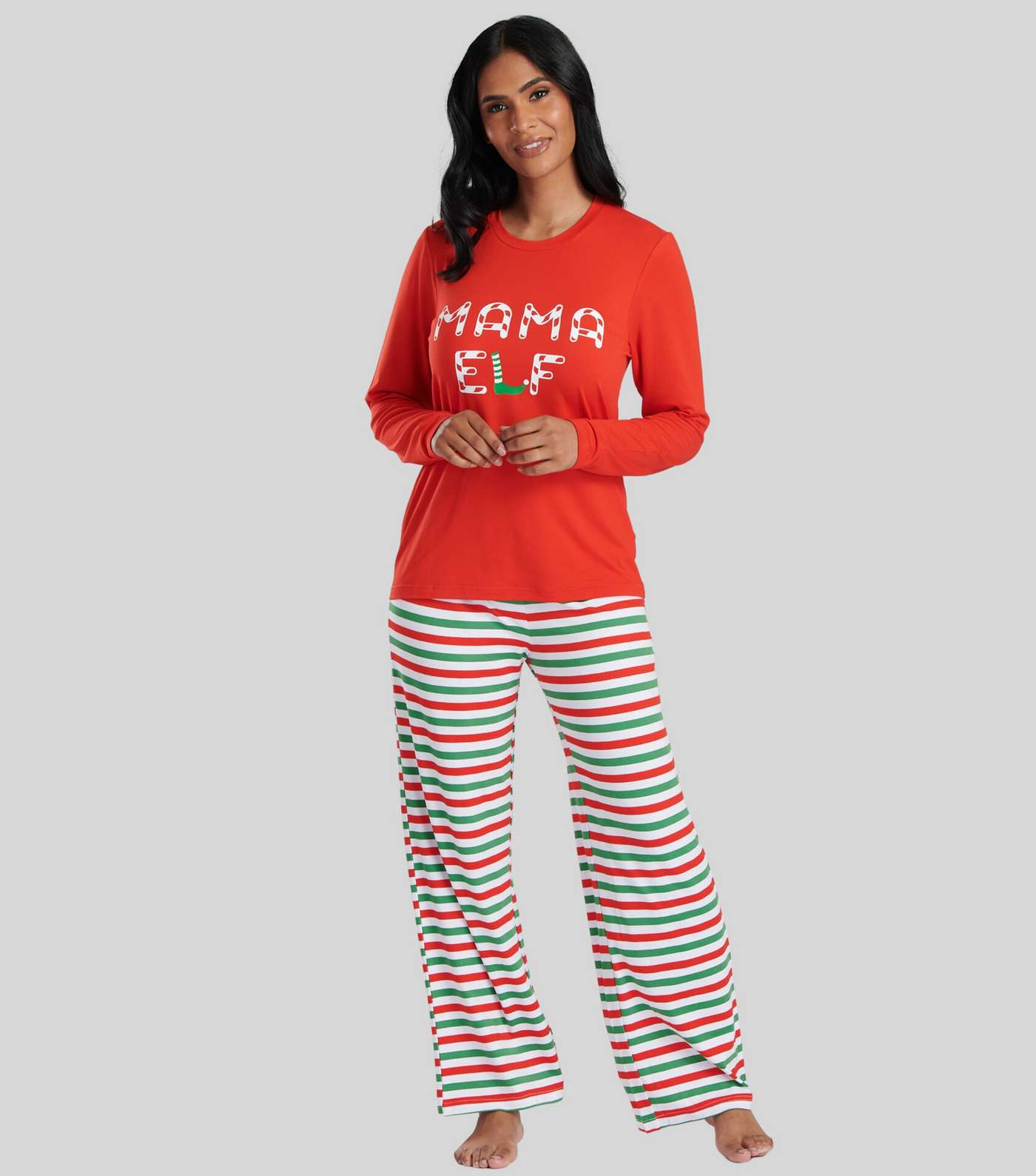 Loungeable Red Trouser Pyjama Set with Mama Elf Logo