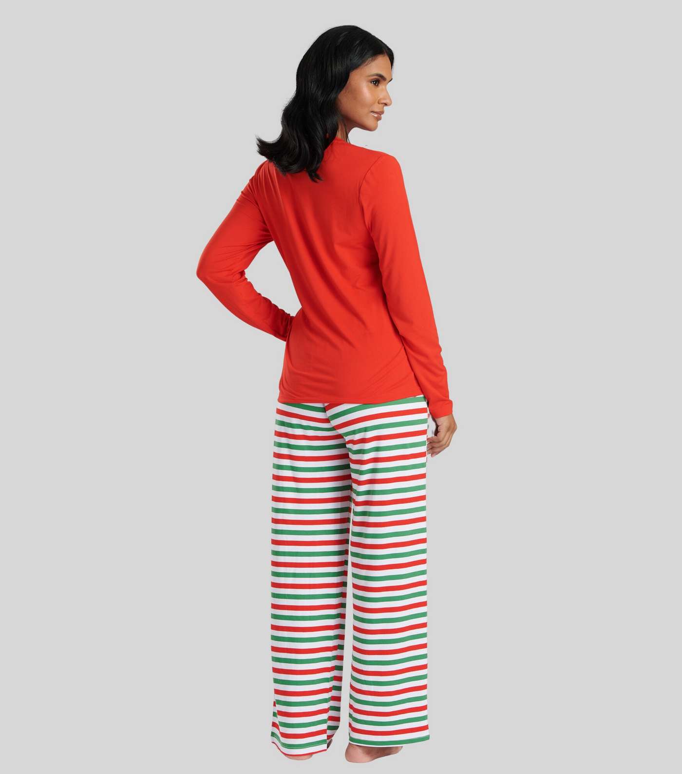 Loungeable Red Trouser Pyjama Set with Mama Elf Logo Image 5