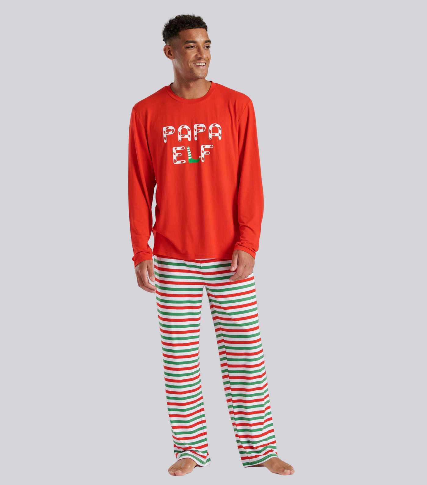 Loungeable Red Trouser Pyjama Set with Papa Elf Logo Image 3