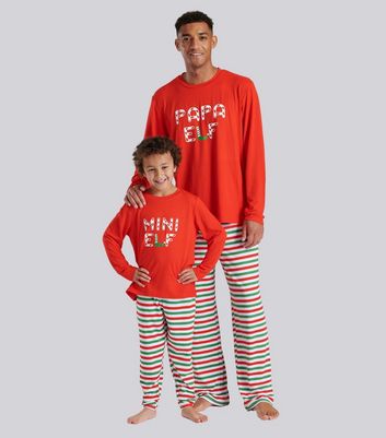 Men's Loungeable Red Trouser Pyjama Set with Papa Elf Logo New Look