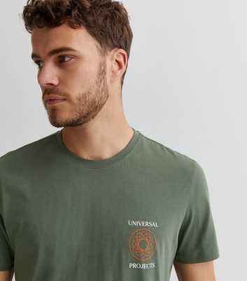 Khaki Cotton Universal Projects Logo Regular Fit T-Shirt