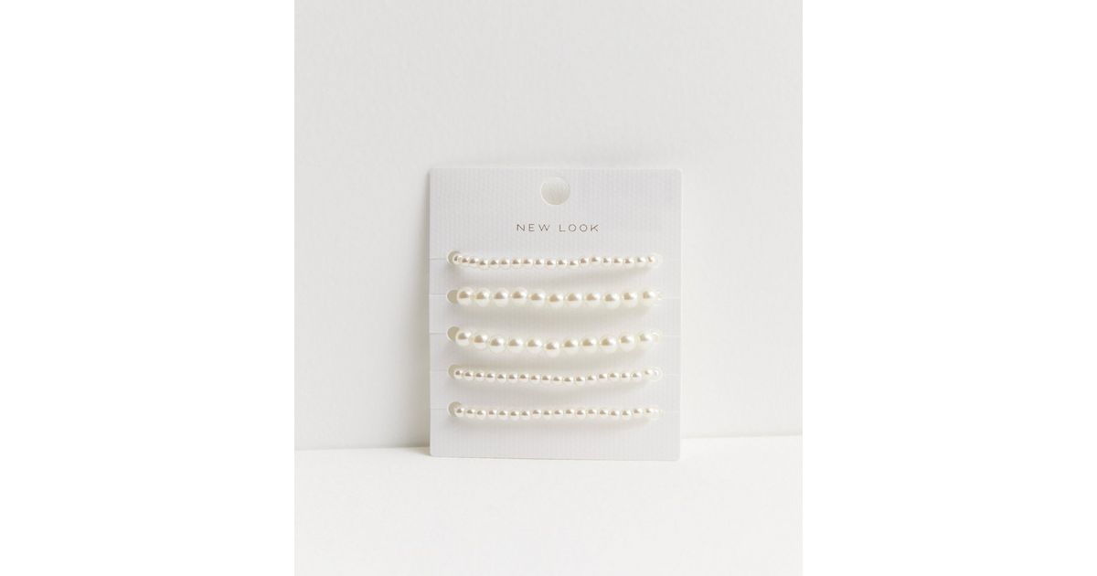 5 Pack Mixed Faux Pearl Bracelets New Look