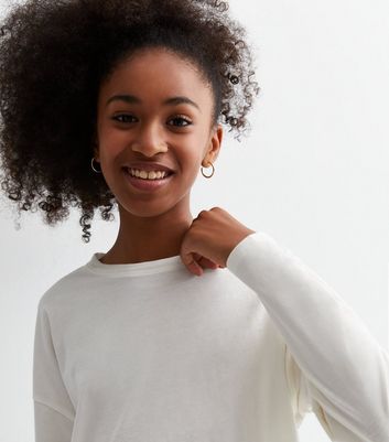 Girls Cream Cotton Long Sleeve Top | New Look