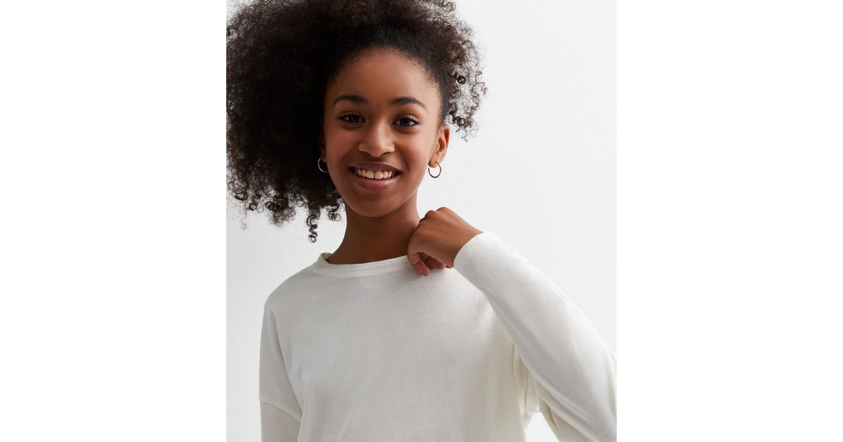Girls Cream Dobby Weave Top