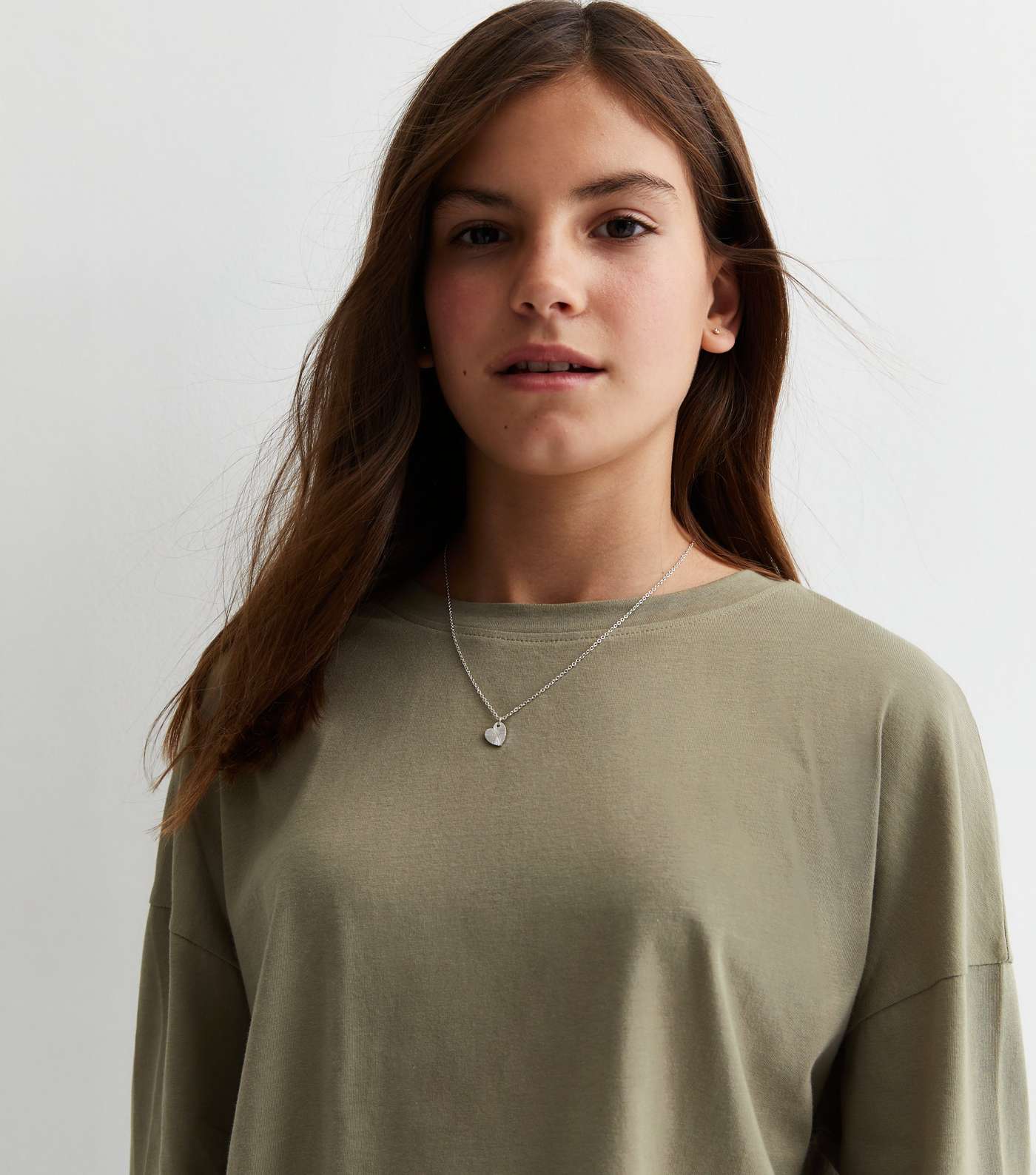 Girls Olive Cotton Long Sleeve Top Image 2