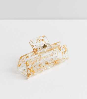 Gold Speckled Rectangle Hair Claw Clip