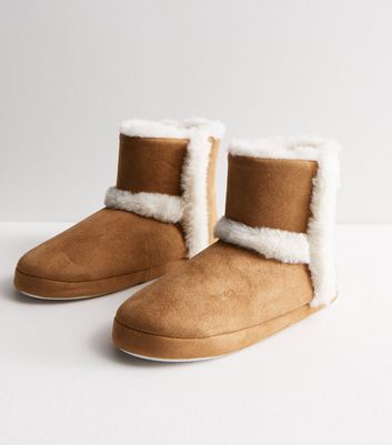 Tan boots with fur trim hotsell