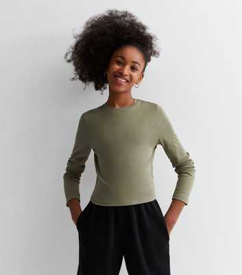 Girls Olive Long Sleeve Top