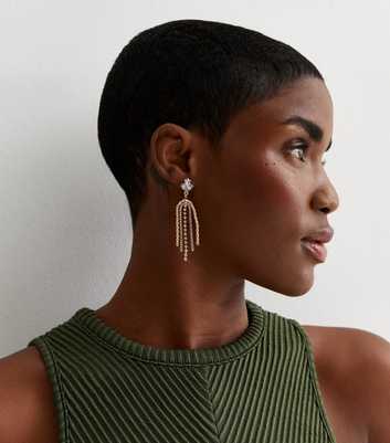Gold Diamanté Tassel Earrings