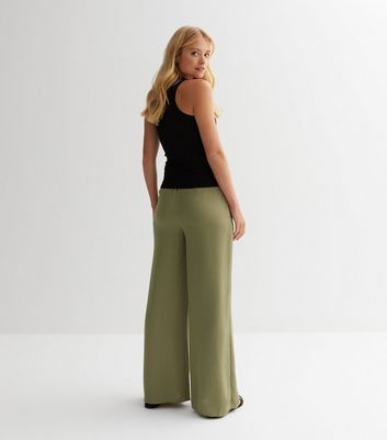 Olive Wide Leg Trousers New Look