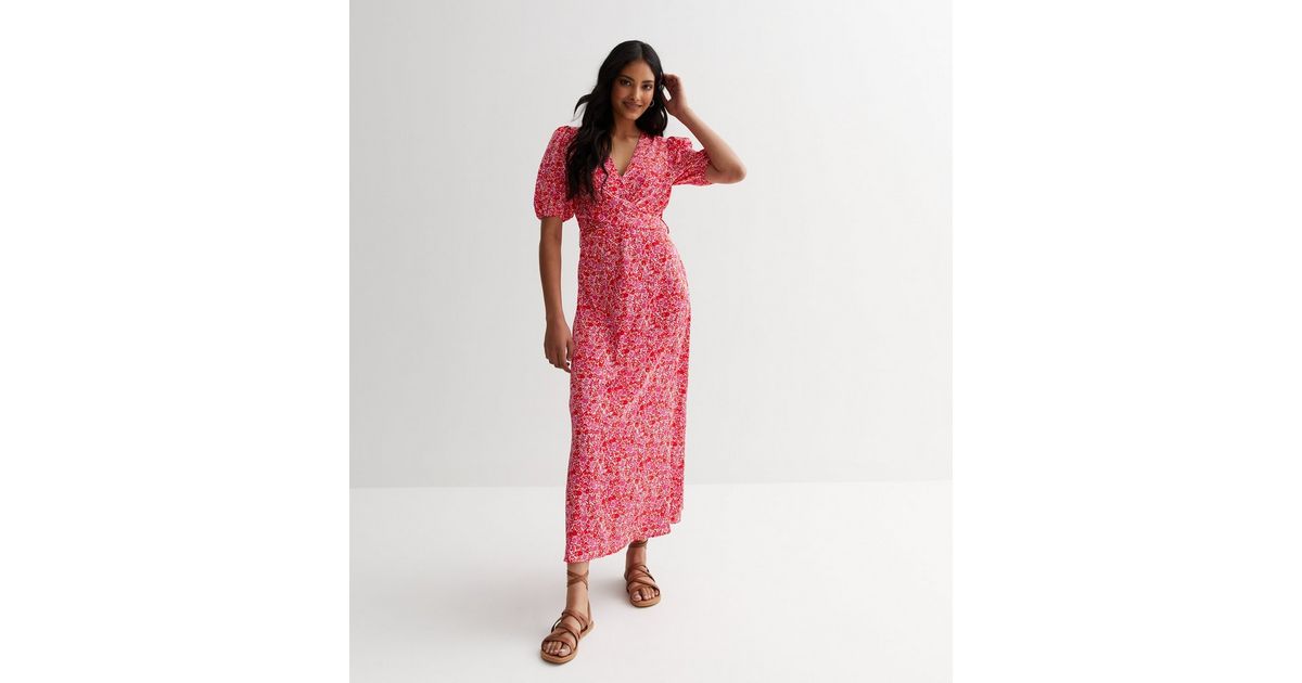 Gini London Pink Floral Midaxi Dress | New Look