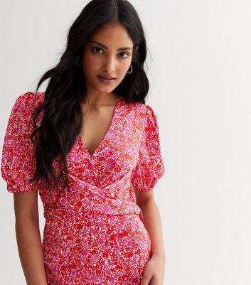 Miss selfridge shop pink wrap dress