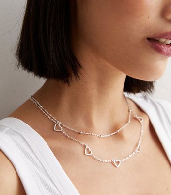 Womens silver hot sale layered necklace