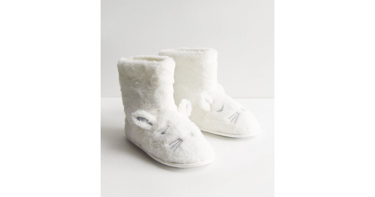 white fur slipper boots