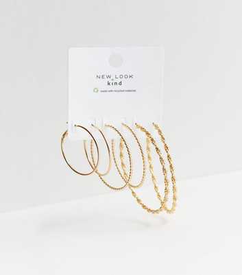 3 Pack Gold Twist Mixed Hoop Earrings