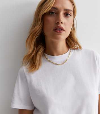 White Cotton Crew Neck T-Shirt