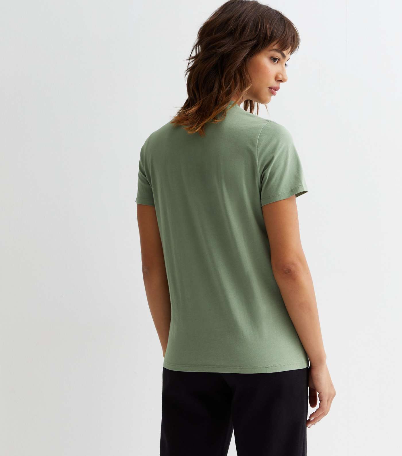 Light Green Cotton Crew Neck T-Shirt Image 4