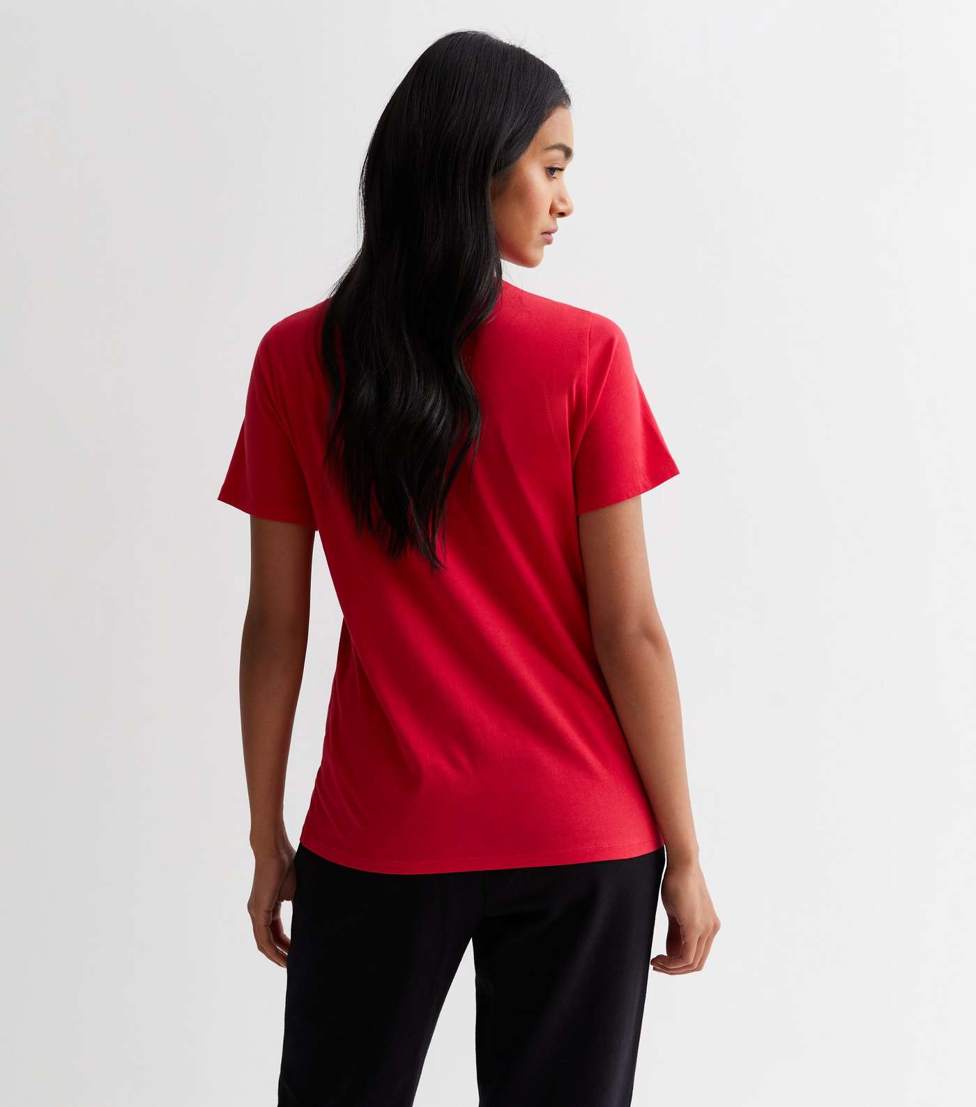 Red Cotton Crew Neck T-Shirt Image 4