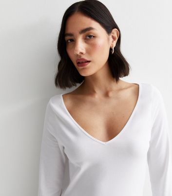 White Jersey V Neck Top New Look