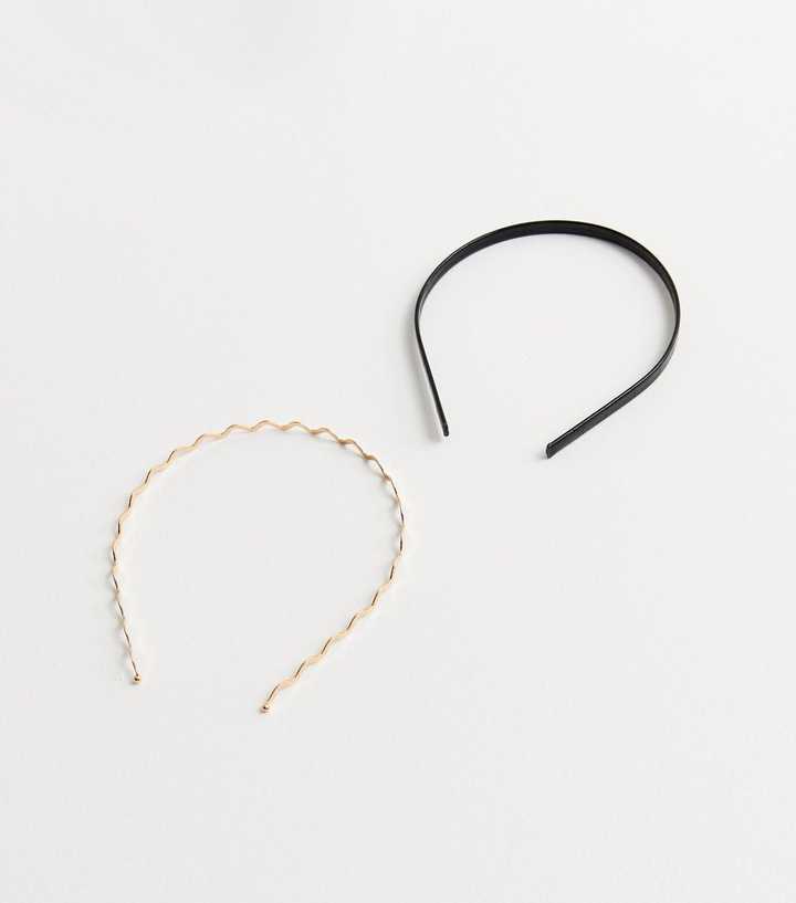 2 Pack Black and Gold Thin Headbands