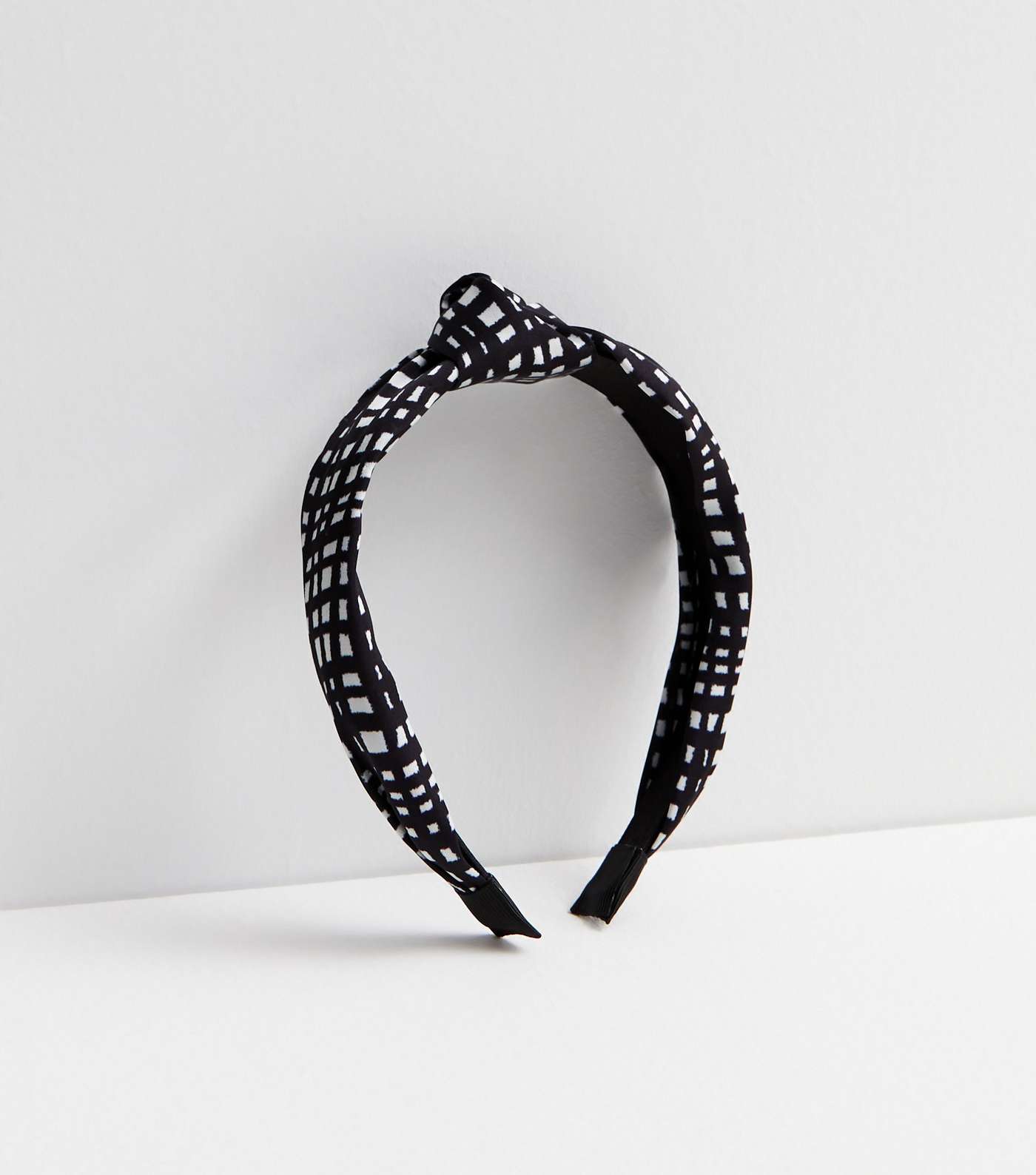 Black Check Knot Headband Image 2