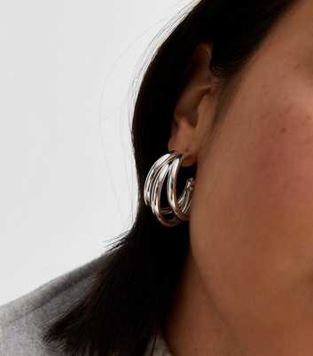 Silver Plated Triple Hoop Earrings